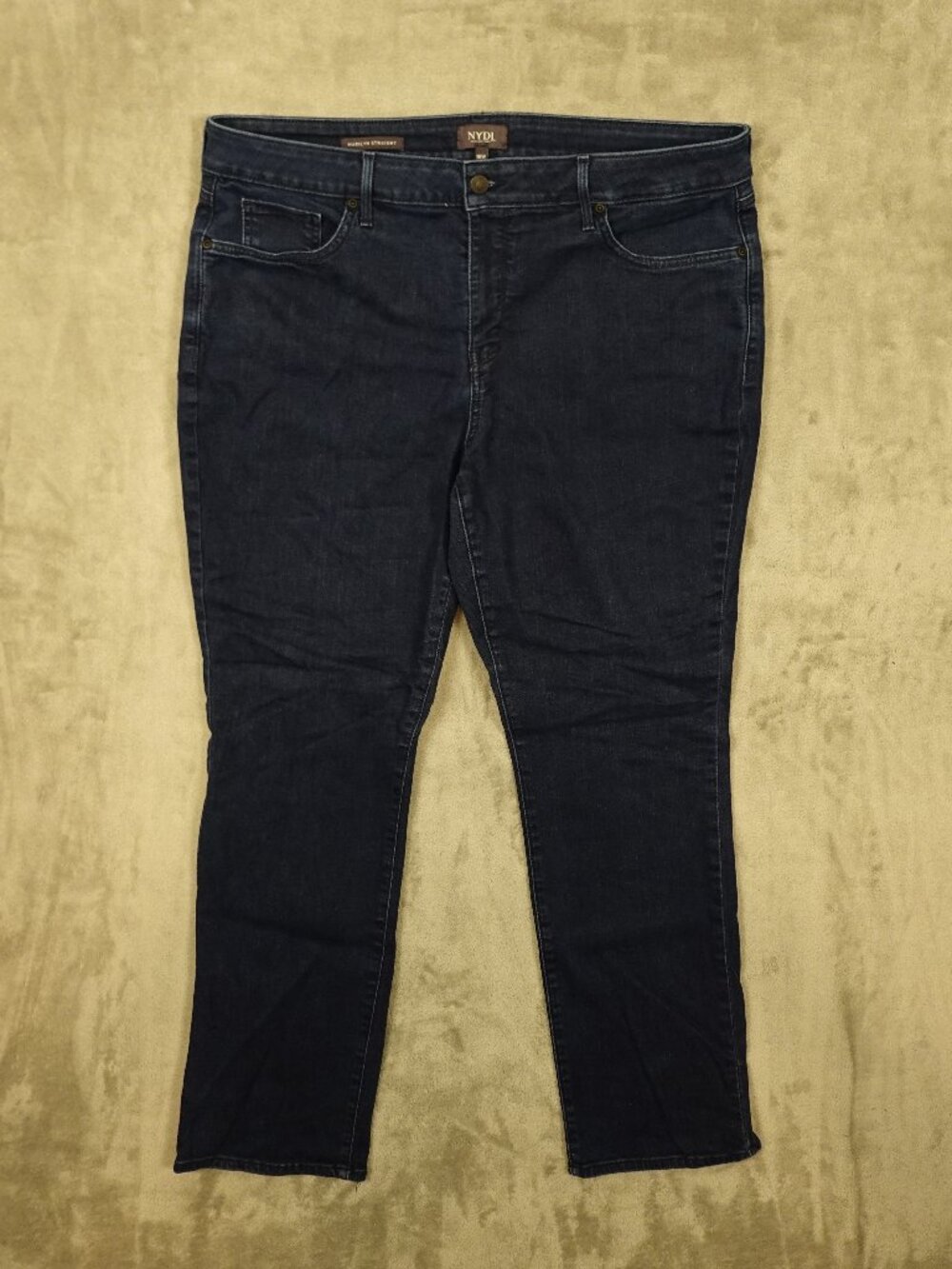 NYDJ Marilyn Straight Jeans Women’s 18W Dark Wash Stretch Denim Plus Size